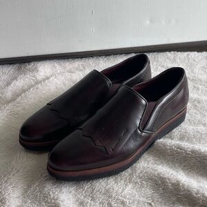Marc O’polo genuine dark cherry leather flat slip on loafer